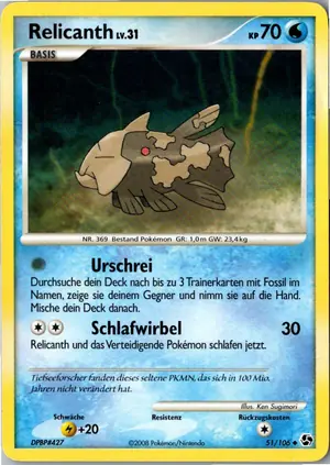 Pokémon-Karte Relicanth 51/106 Epische Begegnungen