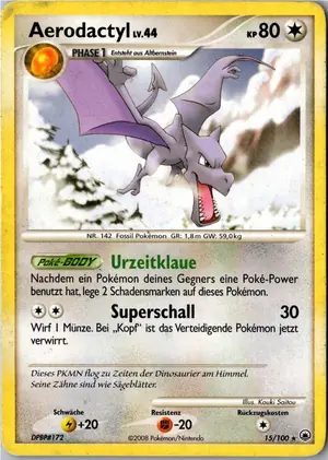 Pokémon-Karte Aerodactyl 15/100 Majestätischer Morgen