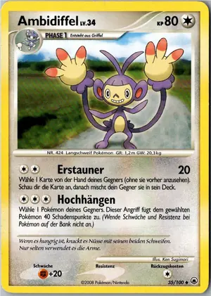 Pokémon-Karte Ambidiffel 35/100 Majestätischer Morgen
