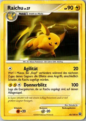 Pokémon-Karte Raichu 45/100 Majestätischer Morgen