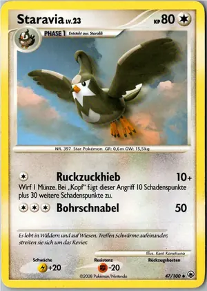 Pokémon-Karte Staravia 47/100 Majestätischer Morgen