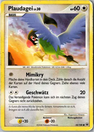 Pokémon-Karte Plaudagei 55/100 Majestätischer Morgen