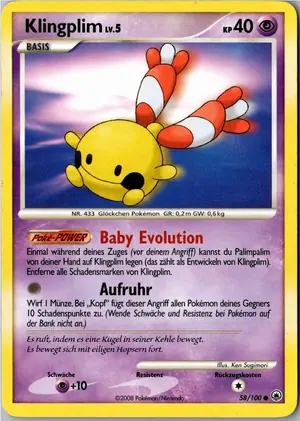 Pokémon-Karte Klingplim 58/100 Majestätischer Morgen