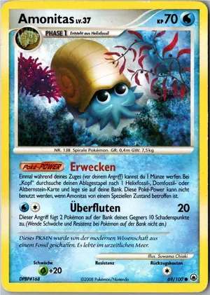 Pokémon-Karte Amonitas 69/100 Majestätischer Morgen