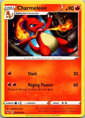 Pokémon-Karte Charmeleon Glutexo 024/185 Farbenschock