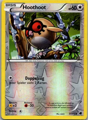 Pokémon-Karte Hoothoot 91/116 Plasma-Frost