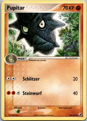 Pokémon-Karte Pupitar 70/115 EX Verborgene Mächte