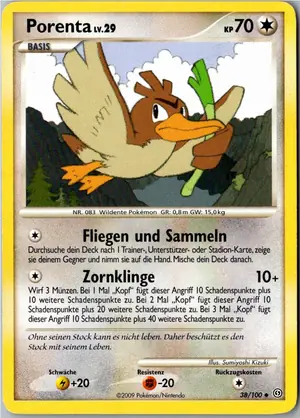 Pokémon-Karte Porenta 38/100 Sturmtief