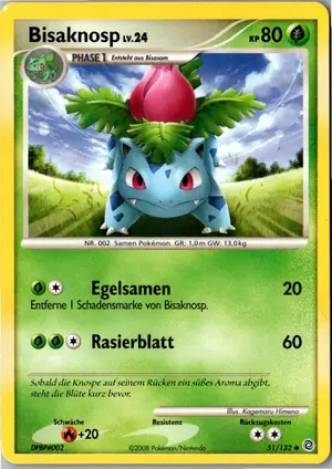 Pokémon-Karte Bisaknosp 51/132 Rätselhafte Wunder