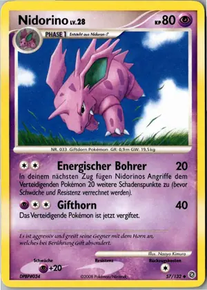 Pokémon-Karte Nidorino 57/132 Rätselhafte Wunder