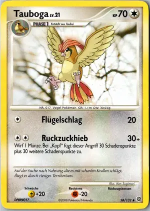 Pokémon-Karte Tauboga 58/132 Rätselhafte Wunder