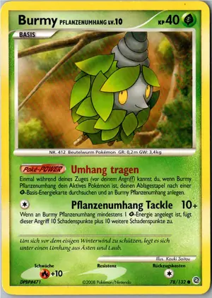 Pokémon-Karte Burmy Pflanzenumhang 78/132 Rätselhafte Wunder