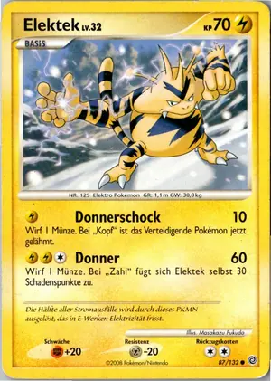 Pokémon-Karte Elektek 87/132 Rätselhafte Wunder