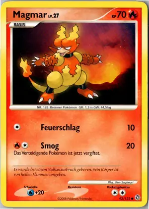 Pokémon-Karte Magmar 93/132 Rätselhafte Wunder