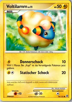 Pokémon-Karte Voltilamm 94/132 Rätselhafte Wunder