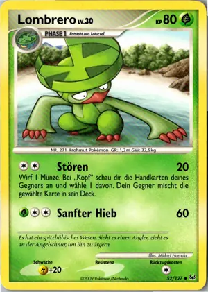Pokémon-Karte Lombrero 52/127 Platin