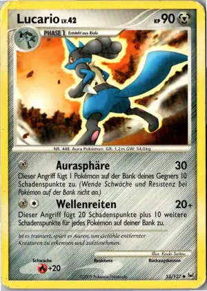 Pokémon-Karte Lucario 53/127 Platin