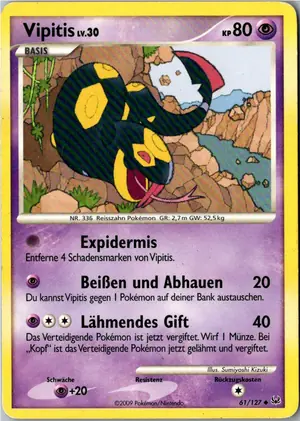 Pokémon-Karte Vipitis 61/127 Platin