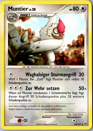 Pokémon-Karte Muntier 64/127 Platin