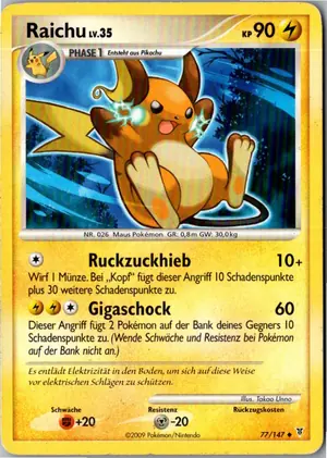 Pokémon-Karte Raichu 77/147 Ultimative Sieger