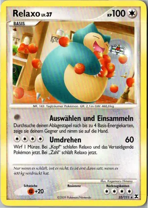 Pokémon-Karte Relaxo 33/111 Aufstieg der Rivalen