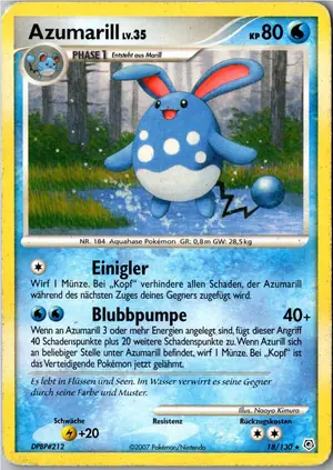 Pokémon-Karte Azumarill 18/130 Diamant & Perl