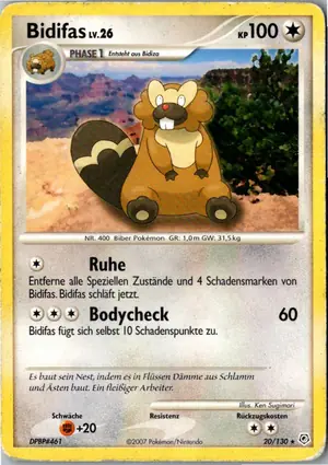 Pokémon-Karte Bidifas 20/130 Diamant & Perl