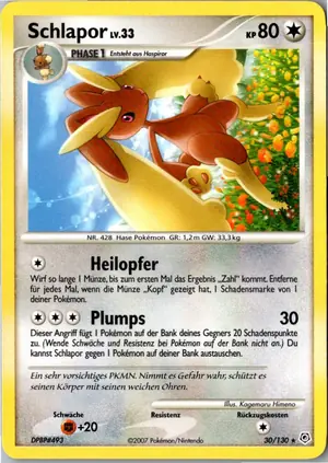 Pokémon-Karte Schlapor 30/130 Diamant & Perl
