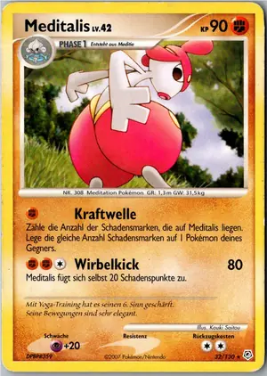 Pokémon-Karte Meditalis 32/130 Diamant & Perl