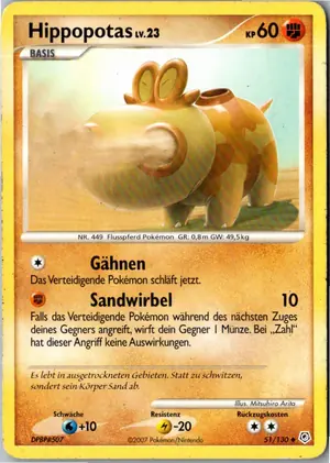 Pokémon-Karte Hippopotas 51/130 Diamant & Perl