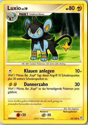 Pokémon-Karte Luxio 52/130 Diamant & Perl