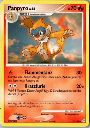 Pokémon-Karte Panpyro 56/130 Diamant & Perl