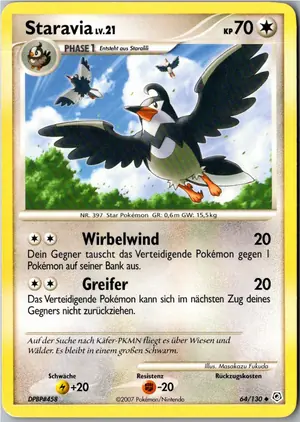 Pokémon-Karte Staravia 64/130 Diamant & Perl
