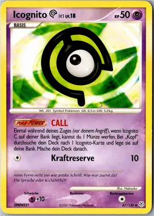 Pokémon-Karte Icognito C 67/130 Diamant & Perl