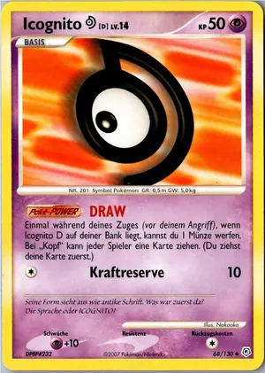Pokémon-Karte Icognito D 68/130 Diamant & Perl