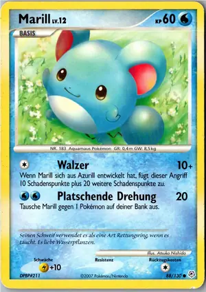 Pokémon-Karte Marill 88/130 Diamant & Perl