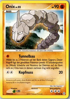 Pokémon-Karte Onix 92/130 Diamant & Perl