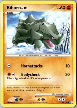 Pokémon-Karte Rihorn 95/130 Diamant & Perl