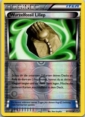 Pokémon-Karte Wurzelfossil Liliep 87/101 Plasma-Blaster