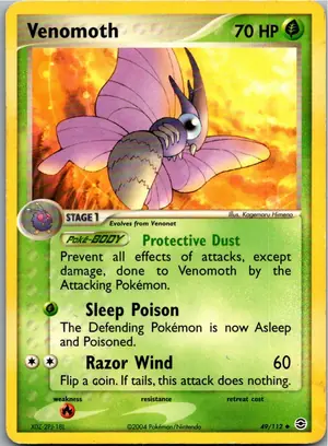 Pokémon-Karte Venomoth Omot 49/112 EX Feuerrot & Blattgrün