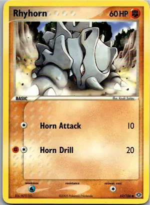 Pokémon-Karte Rhyhorn Rihorn 62/106 EX Smaragd