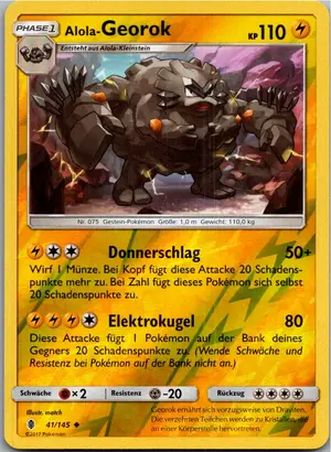 Pokémon-Karte Alola-Georok 41/145 Stunde der Wächter