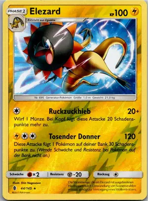 Pokémon-Karte Elezard 44/145 Stunde der Wächter