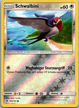 Pokémon-Karte Schwalbini 103/145 Stunde der Wächter