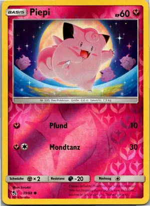 Pokémon-Karte Piepi 39/68 Verborgenes Schicksal