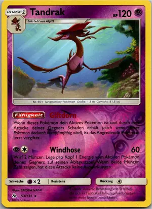 Pokémon-Karte Tandrak 53/131 Grauen Der Lichtfinsternis