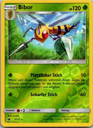 Pokémon-Karte Bibor 3/111 Aufziehen der Sturmröte