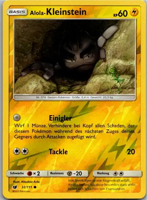 Pokémon-Karte Alola-Kleinstein 32/111 Aufziehen der Sturmröte