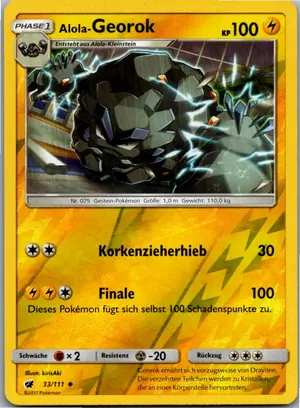 Pokémon-Karte Alola-Georok 33/111 Aufziehen der Sturmröte