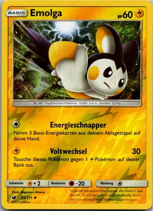 Pokémon-Karte Emolga 35/111 Aufziehen der Sturmröte